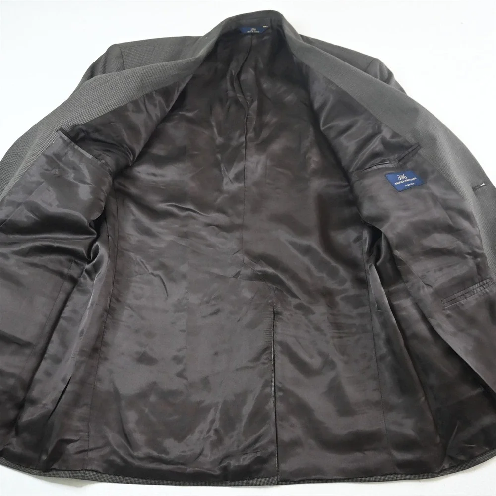 Brooks Brothers 42R Brown Houndstooth Stretch Wool‎ Blazer Jacket Sport Coat